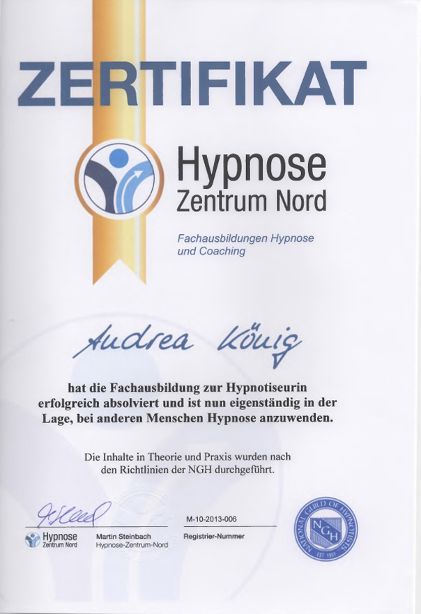 Zertifikat Hypnotiseurin